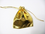 Weihnachtsbeutel, Lame Säckchen Gold glänzend mit Zugband ca.12x10 cm